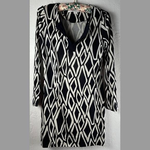 Diane von Furstenberg  Print Tunic Dress Long Sleeve Size 10 - Picture 4 of 6